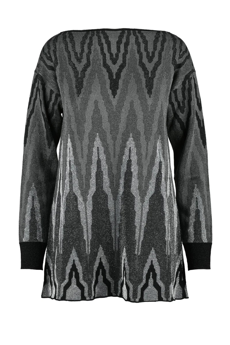 Circus Hotel Maglia Lamé Svasata - Silver/Black