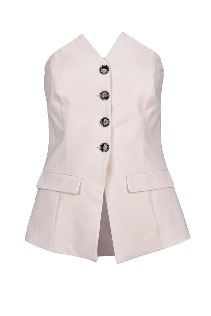 Marella Top in Lana Vergine Stretch - Crema