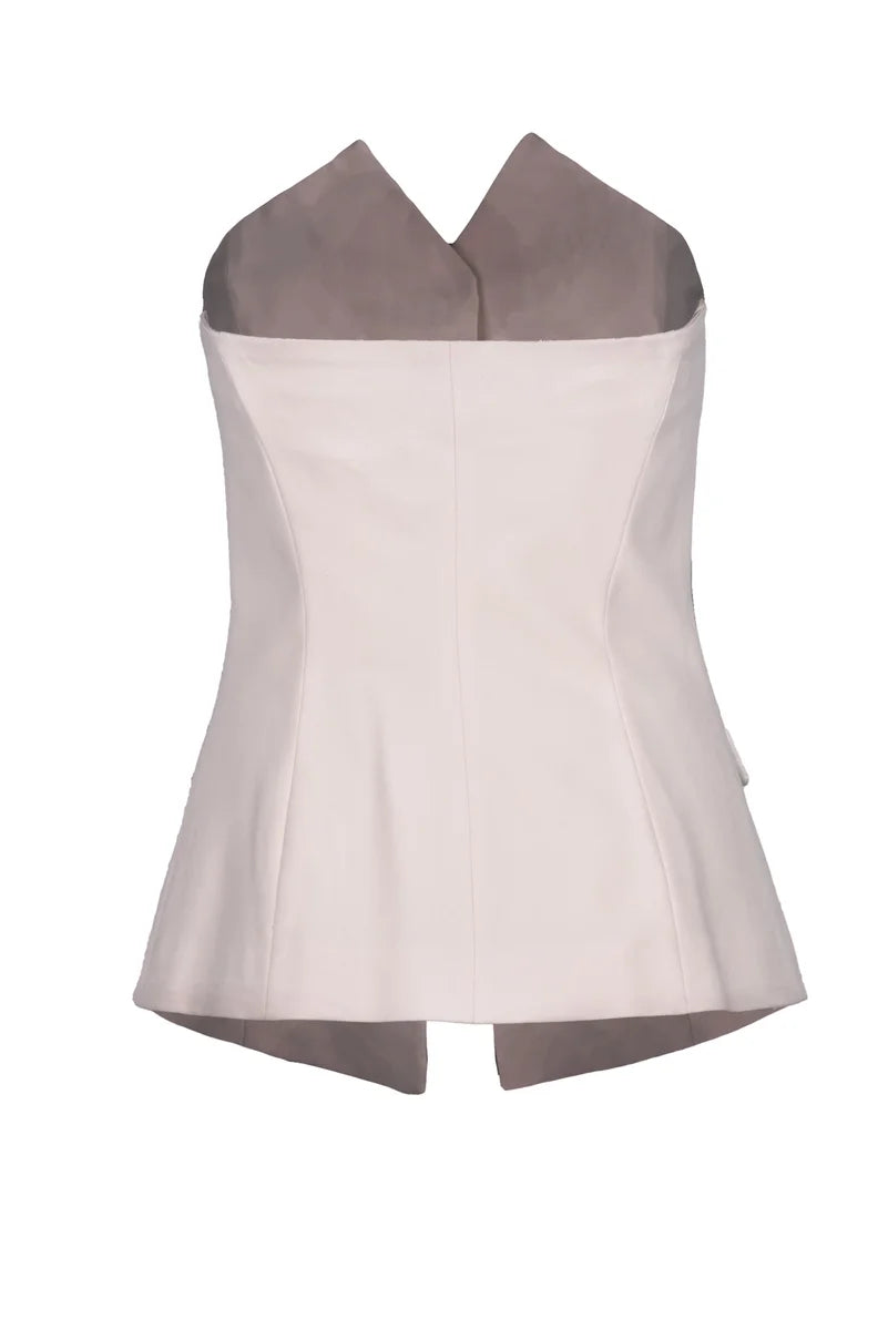 Marella Top in Lana Vergine Stretch - Crema