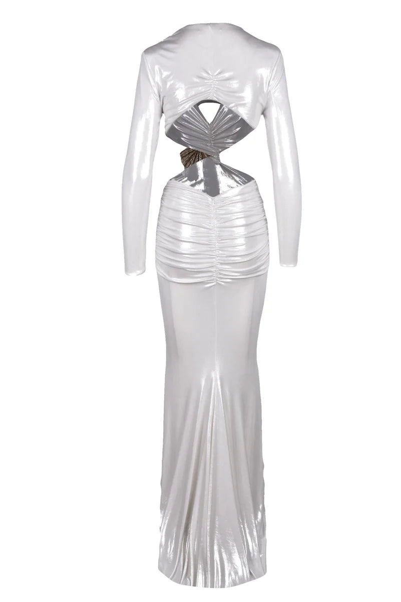 Alma Sanchez Abito Lungo Arricciato - Pearl Grey