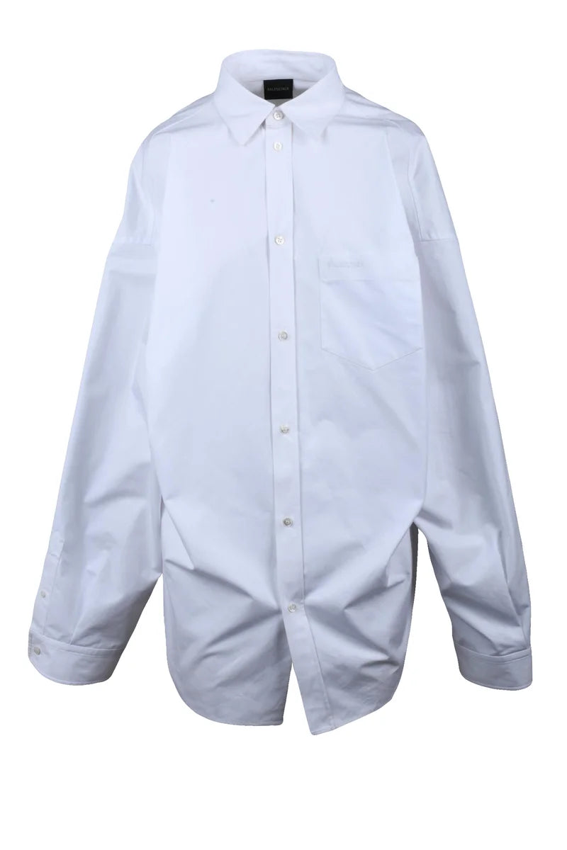 Balenciaga Camicia Oversize Asimmetrica - Bianco