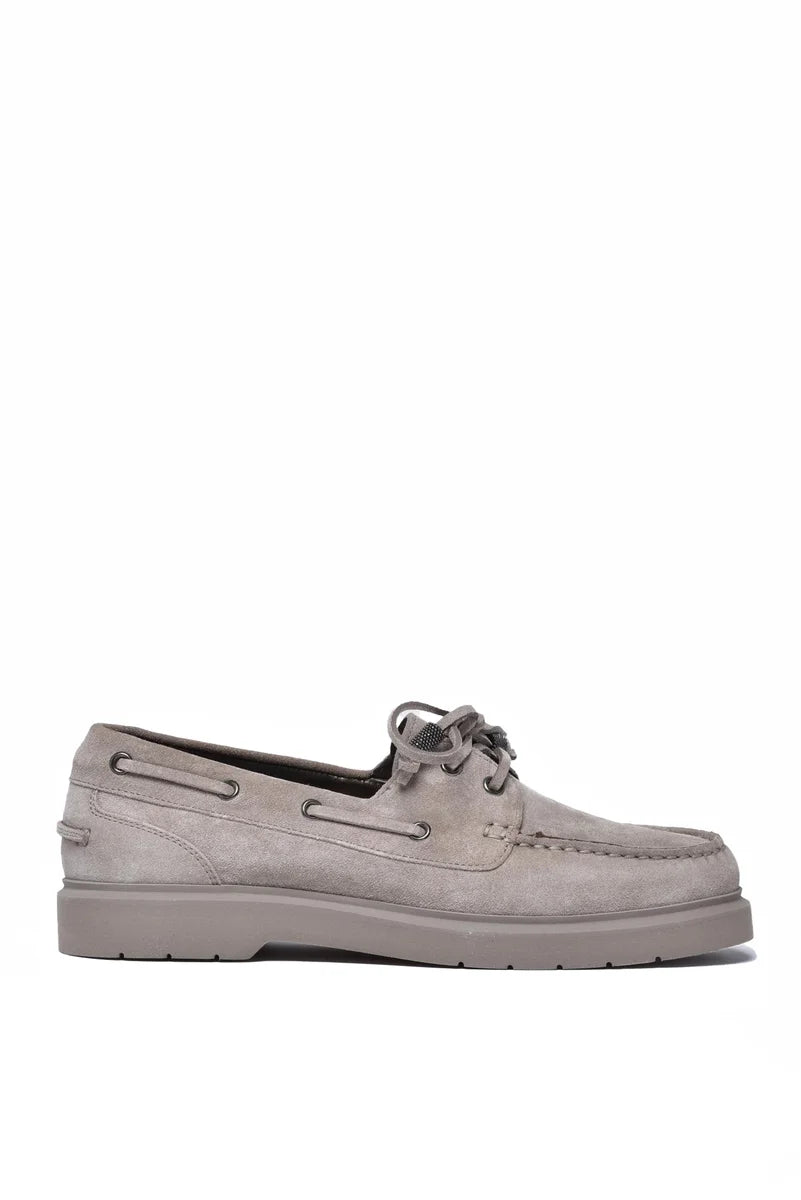 Brunello Cucinelli Mocassini Suede Gomma - Grigio