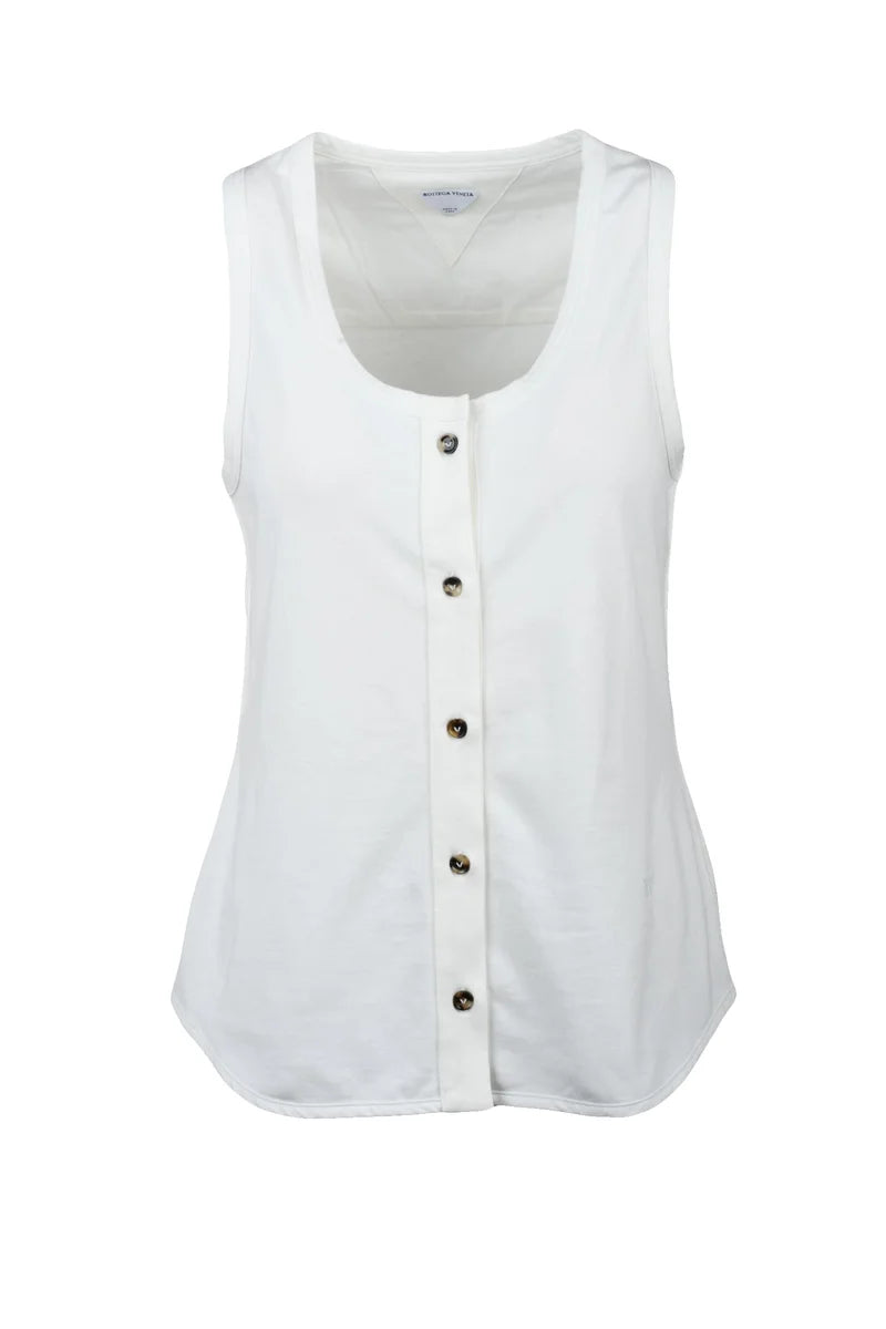 Bottega Veneta Top Girocollo Cotone - Bianco
