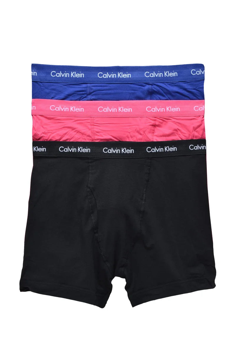 Calvin Klein Set Boxer 3pz Cotone Stretch - Fuxia/Nero