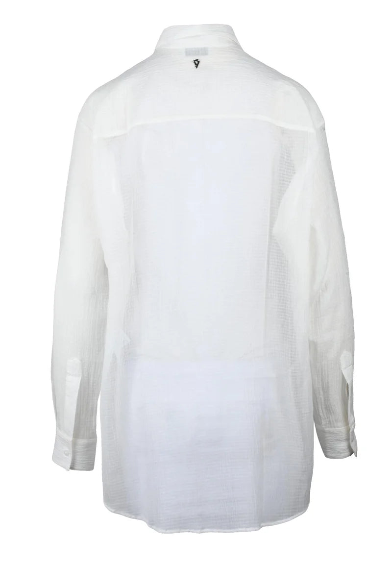 Dondup Camicia Over Garzata Cotone/Seta - Bianco