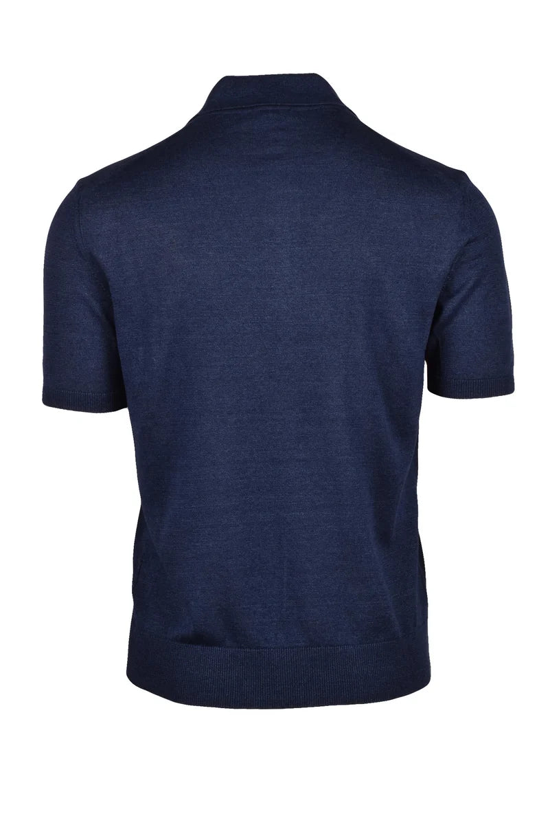 Drumohr Polo Maglia Lino Cotone - Blu