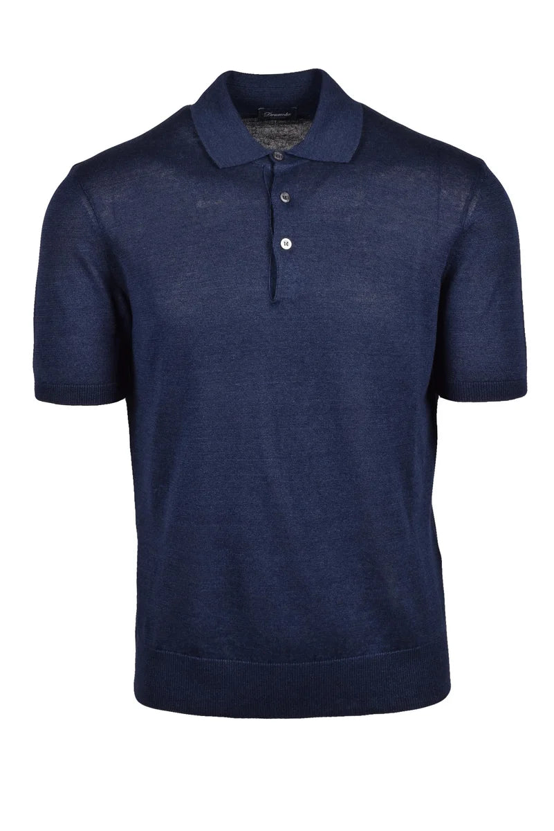 Drumohr Polo Maglia Lino Cotone - Blu