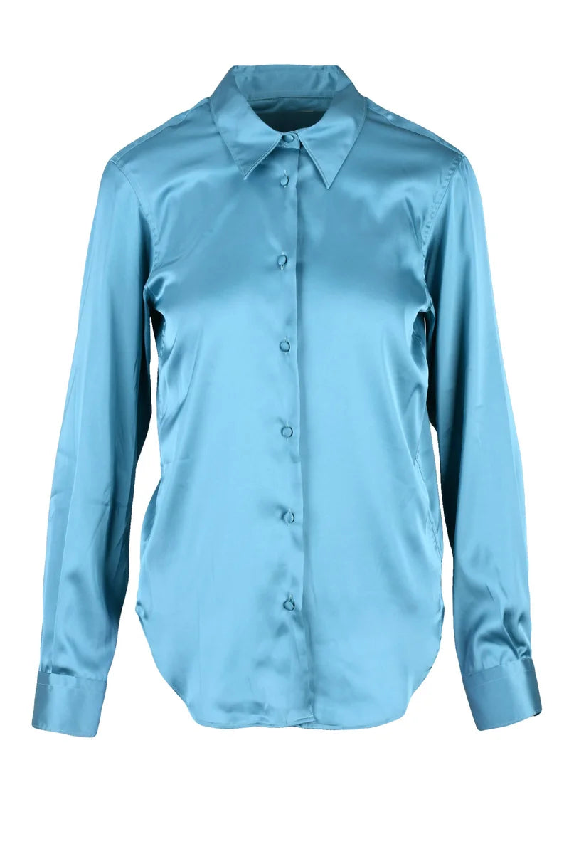 Deuxieme Camicia Viscosa Poliestere Seta - Blu
