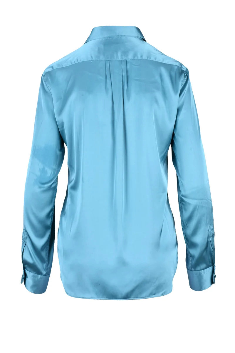 Deuxieme Camicia Viscosa Poliestere Seta - Blu