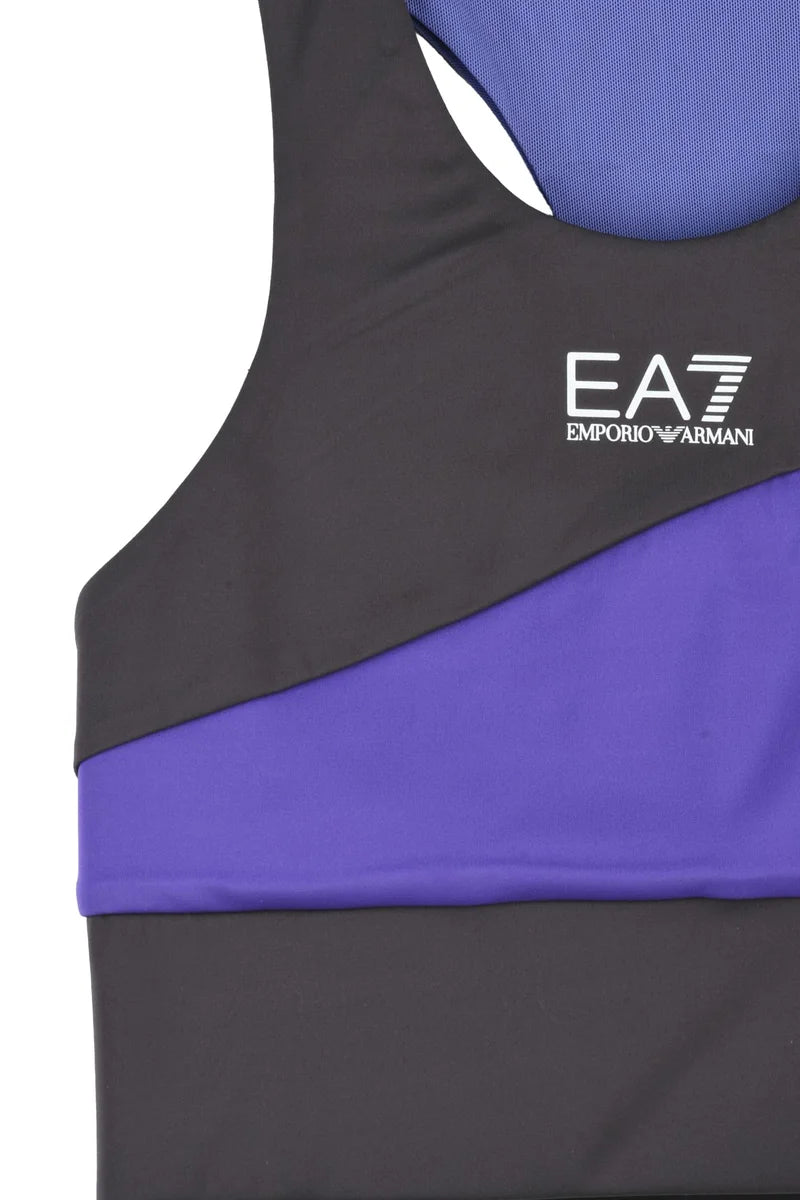EA7 Emporio Armani Top Sportivo in Poliammide Stretch - Grigio/Viola