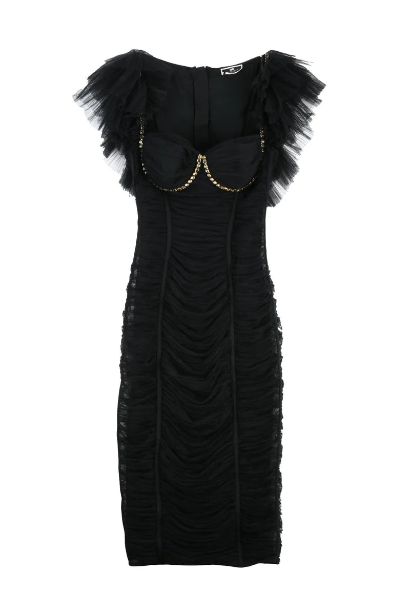 Elisabetta Franchi Abito Longuette Tulle - Nero