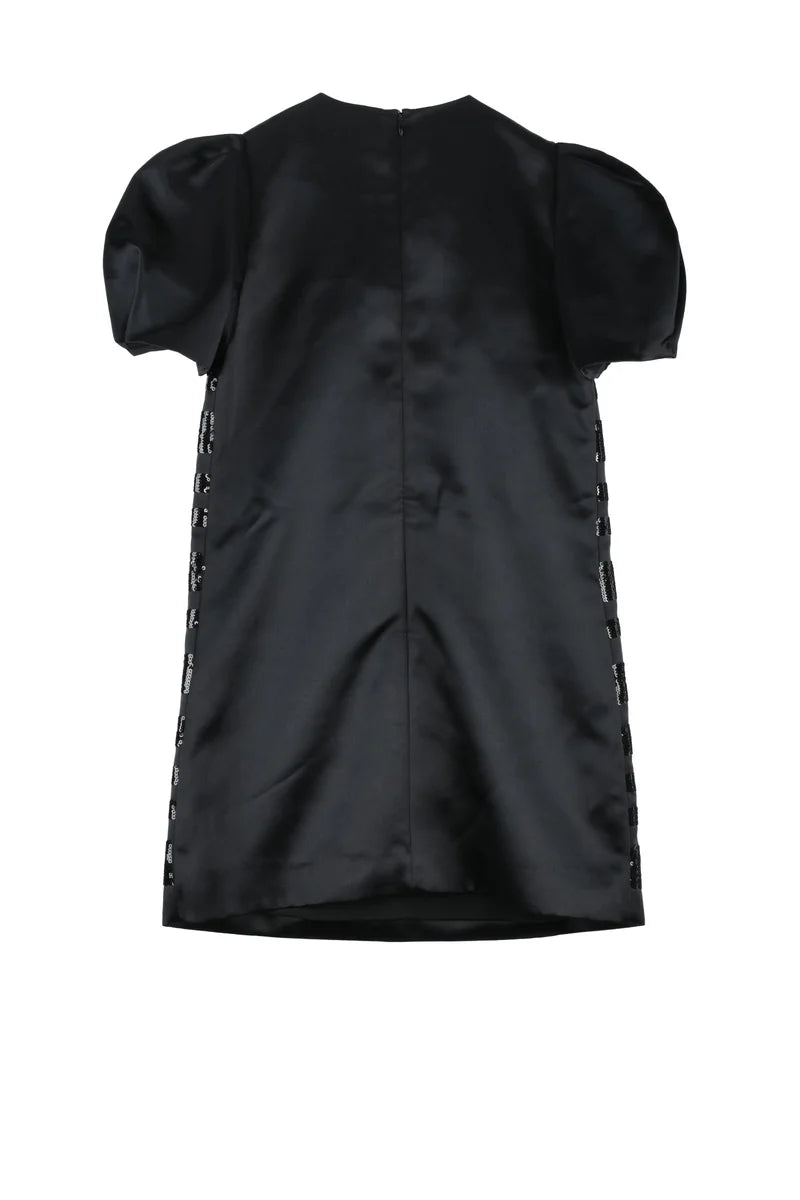 Elisabetta Franchi Abito Tubino Satin Maniche Palloncino - Nero