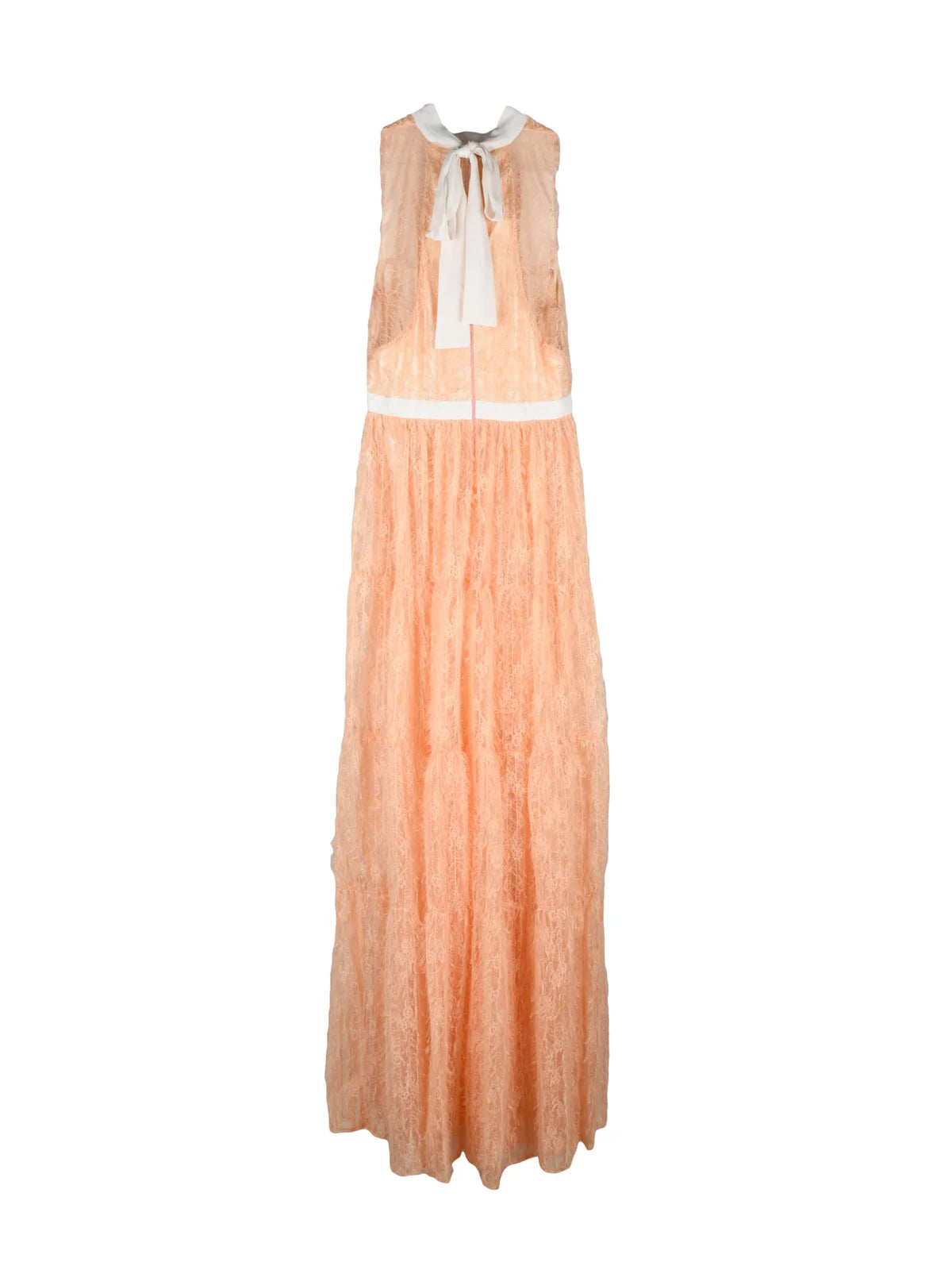 Elisabetta Franchi Flared Transparent Long Dress - Peach
