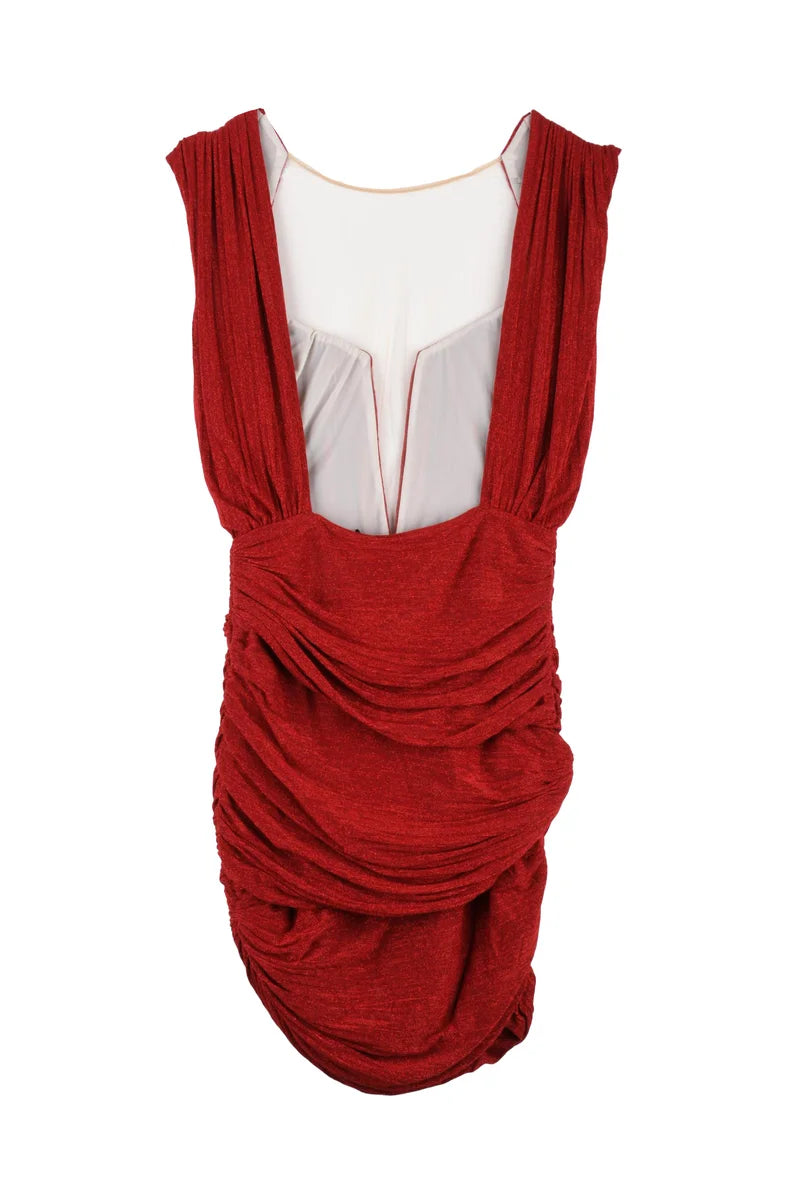 Elisabetta Franchi Mini Abito Lamé - Rosso