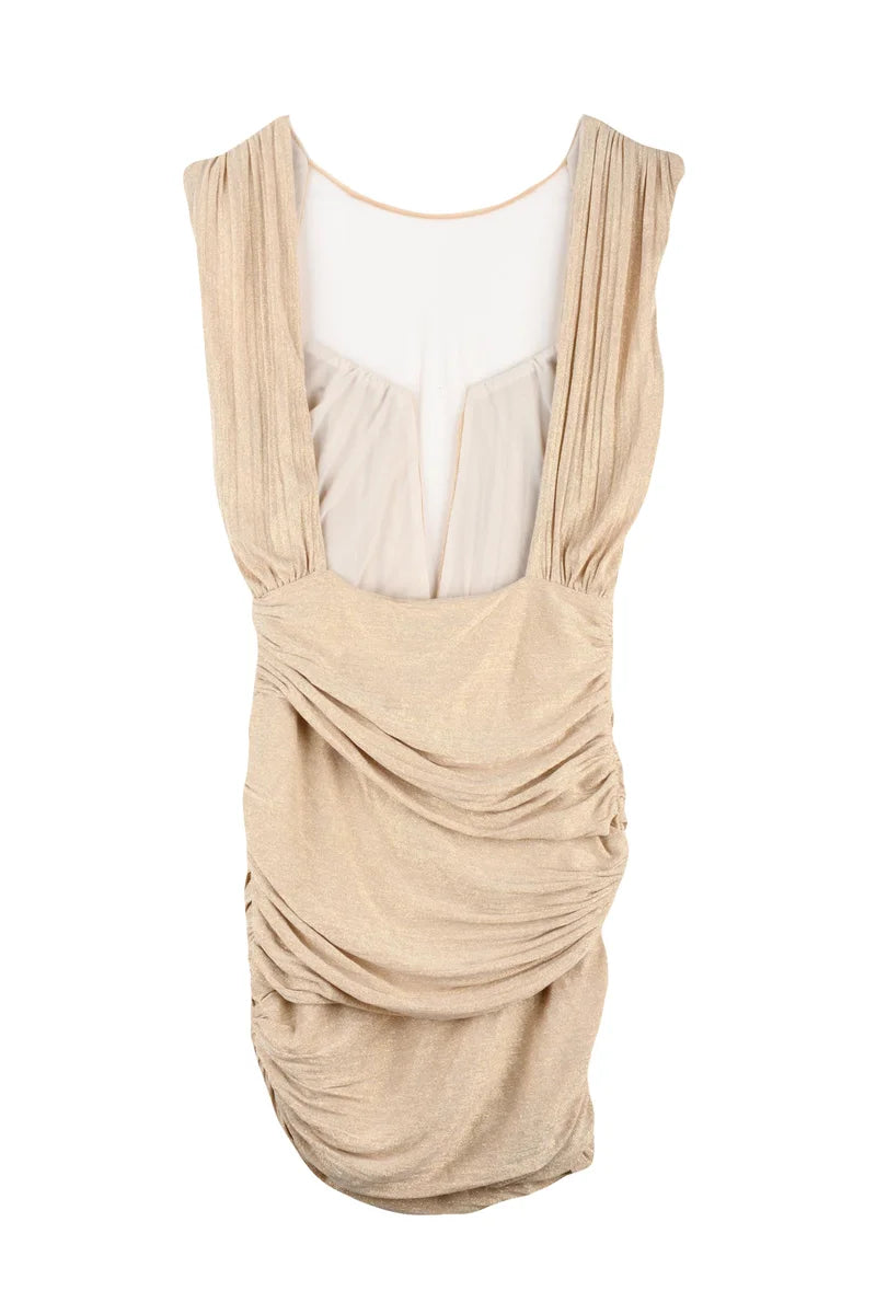 Elisabetta Franchi Mini Abito Lamé Lame - Beige