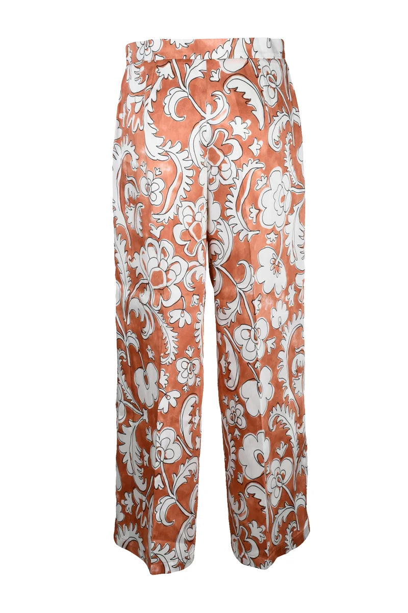 Emme By Marella Pantaloni Albi Satin - Bianco/Arancione