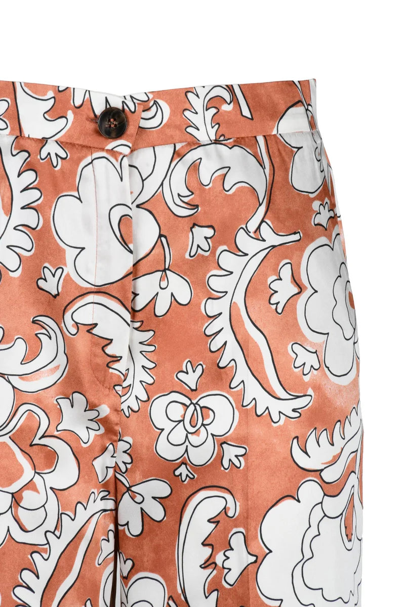 Emme By Marella Pantaloni Albi Satin - Bianco/Arancione