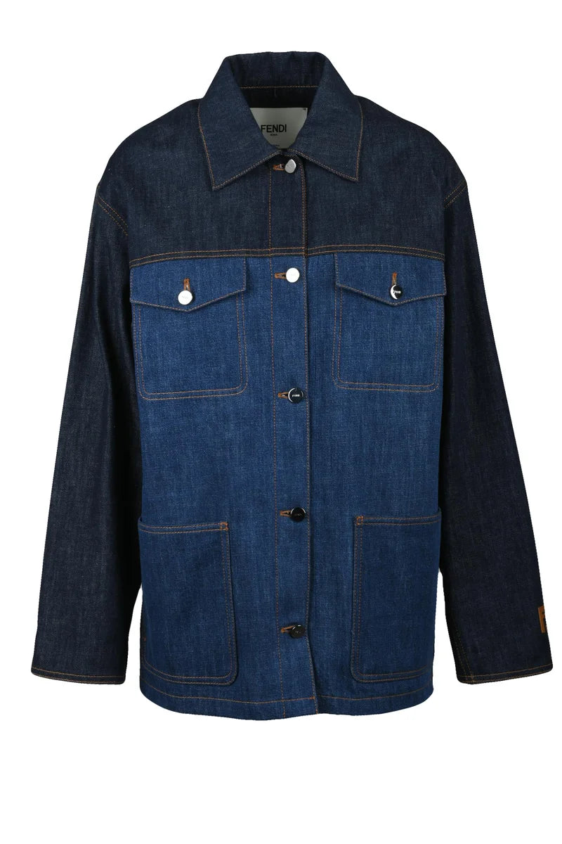 Fendi Giacca Denim Rigido - Blu