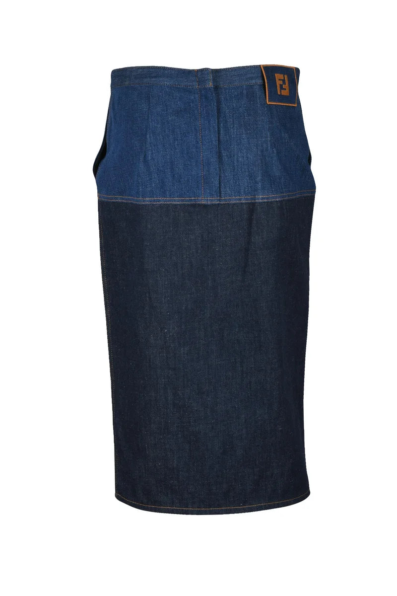 Fendi Gonna Longuette Denim - Blu