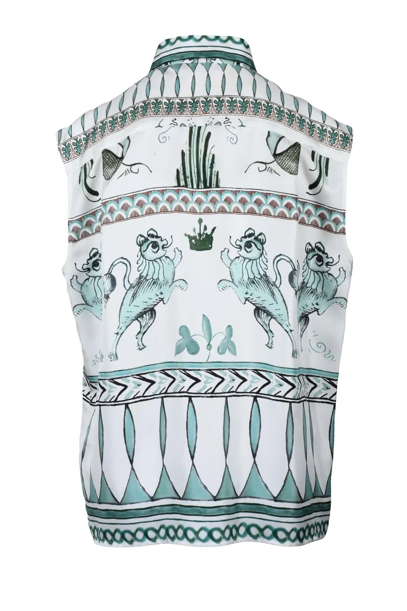 Fabiana Filippi Camicia Seta - Bianco/Verde