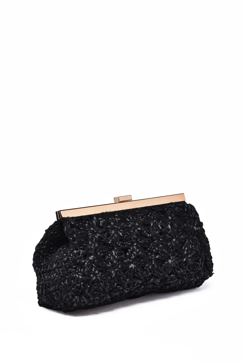 Fabiana Filippi Raffia Clutch Bag - Black