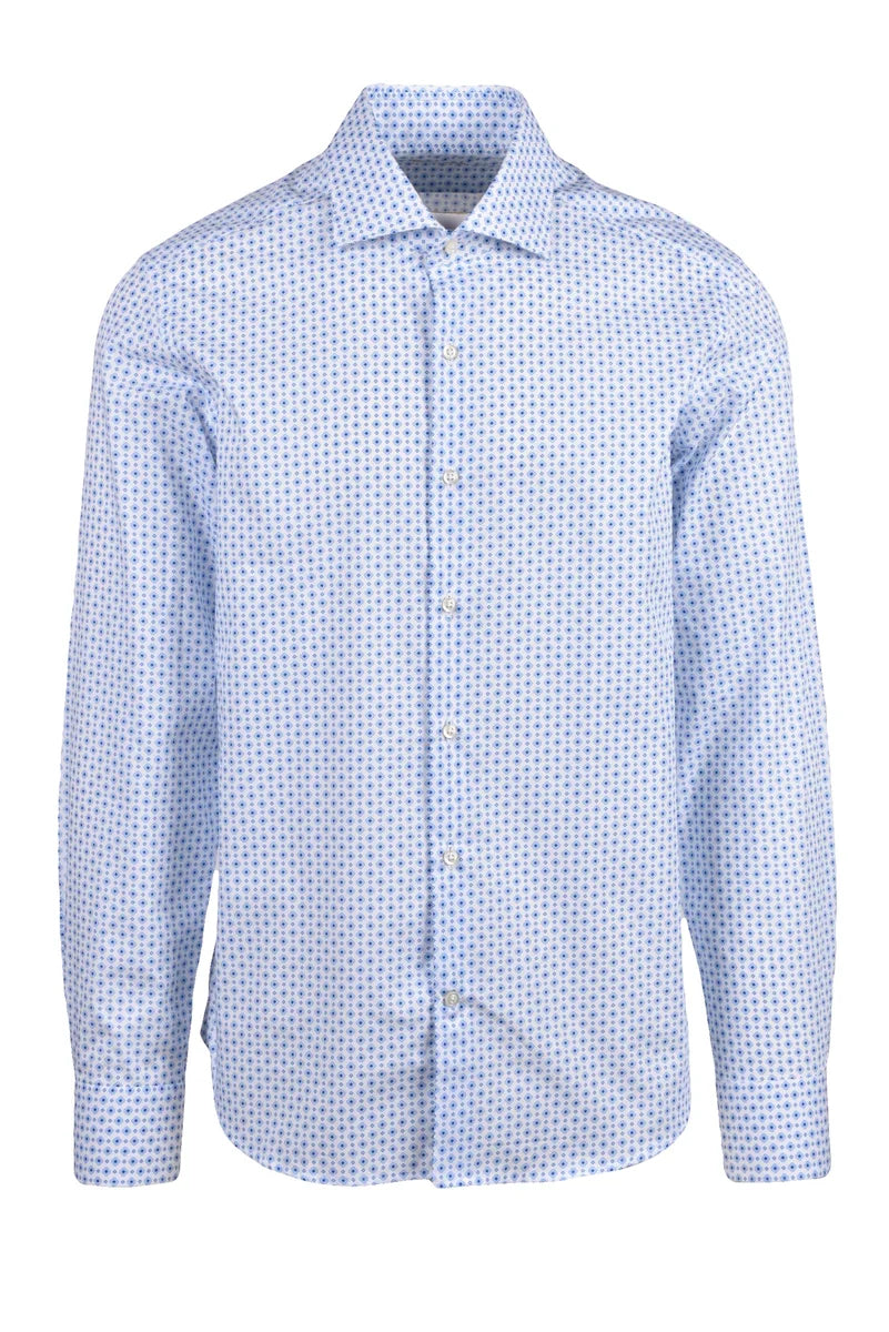 Ghirardelli Camicia in Cotone - Bianco/Blu