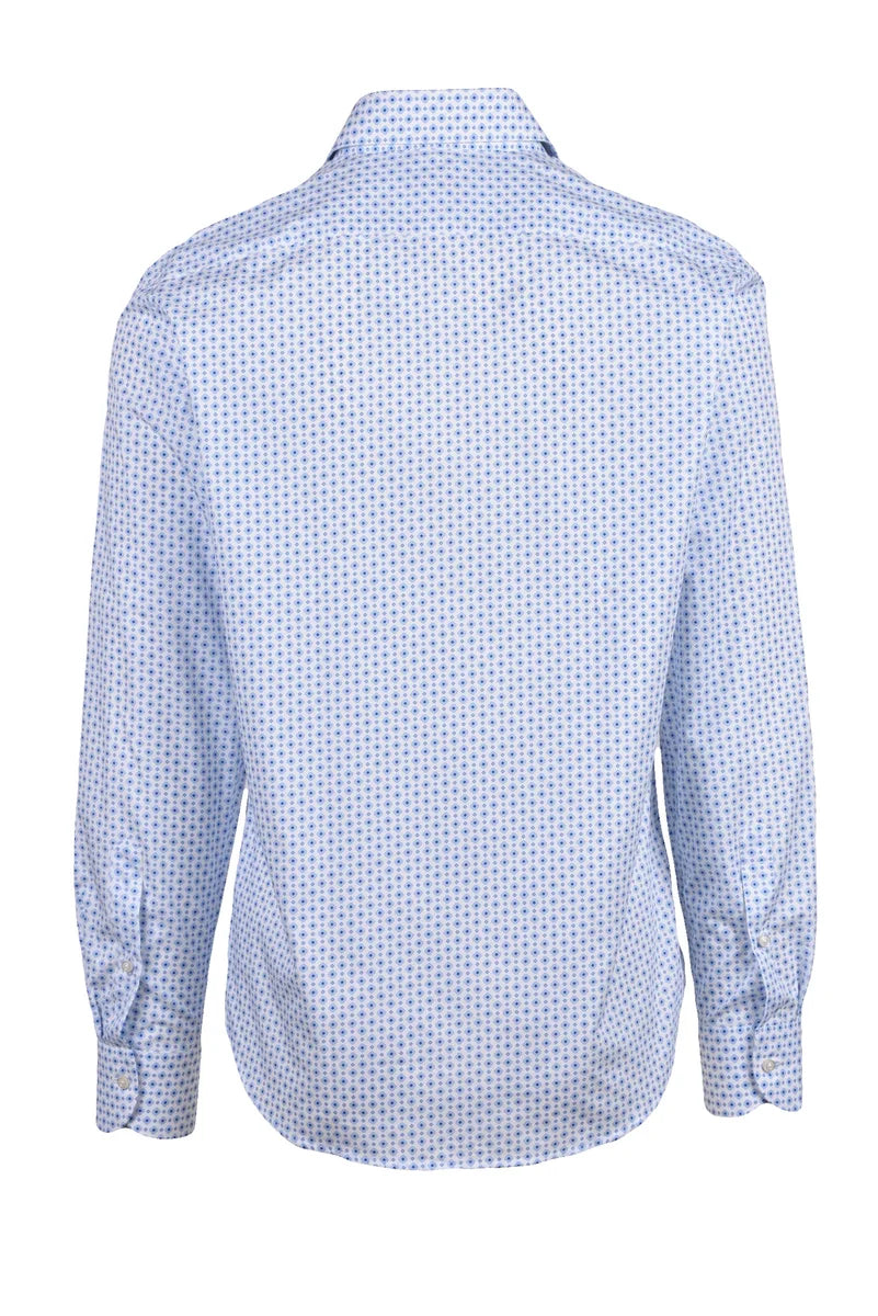 Ghirardelli Camicia in Cotone - Bianco/Blu