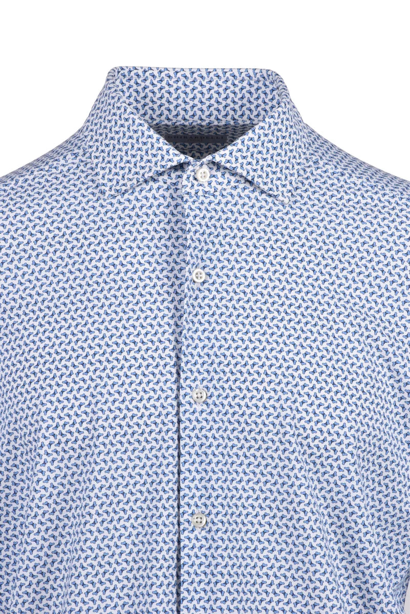Ghirardelli Next Camicia Elastica - White/Sky Blue