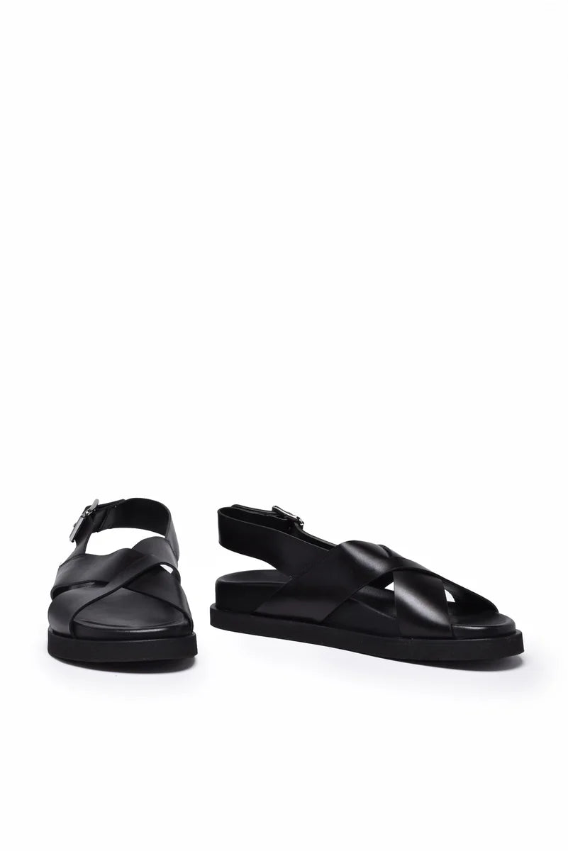 Guglielmo Rotta Black Leather Sandal