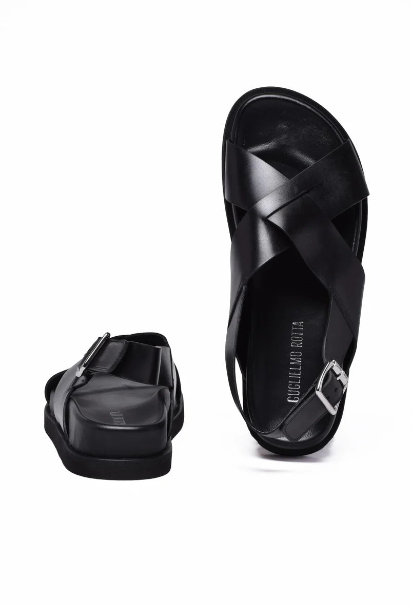 Guglielmo Rotta Black Leather Sandal