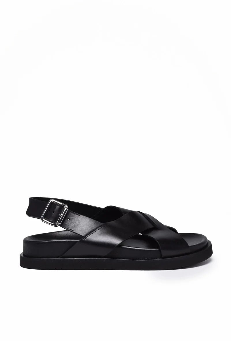 Guglielmo Rotta Black Leather Sandal