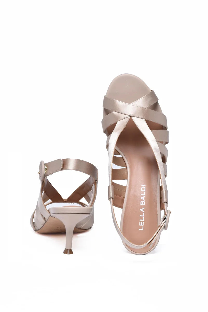 Lella Baldi Satin Sandal - Beige