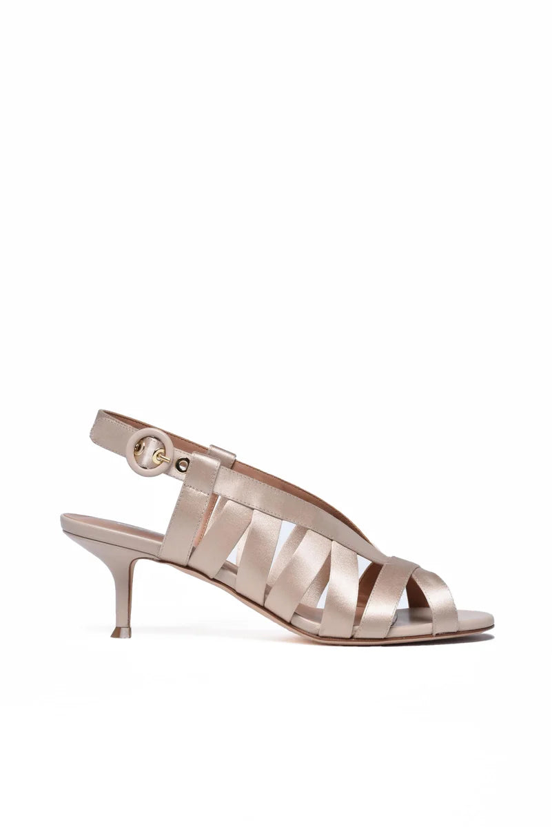 Lella Baldi Satin Sandal - Beige