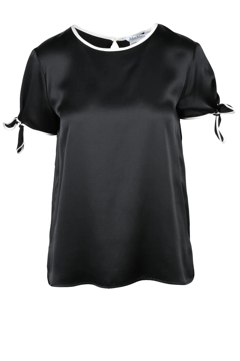 Max Mara Blusa Pania in Satin di Seta - Nero