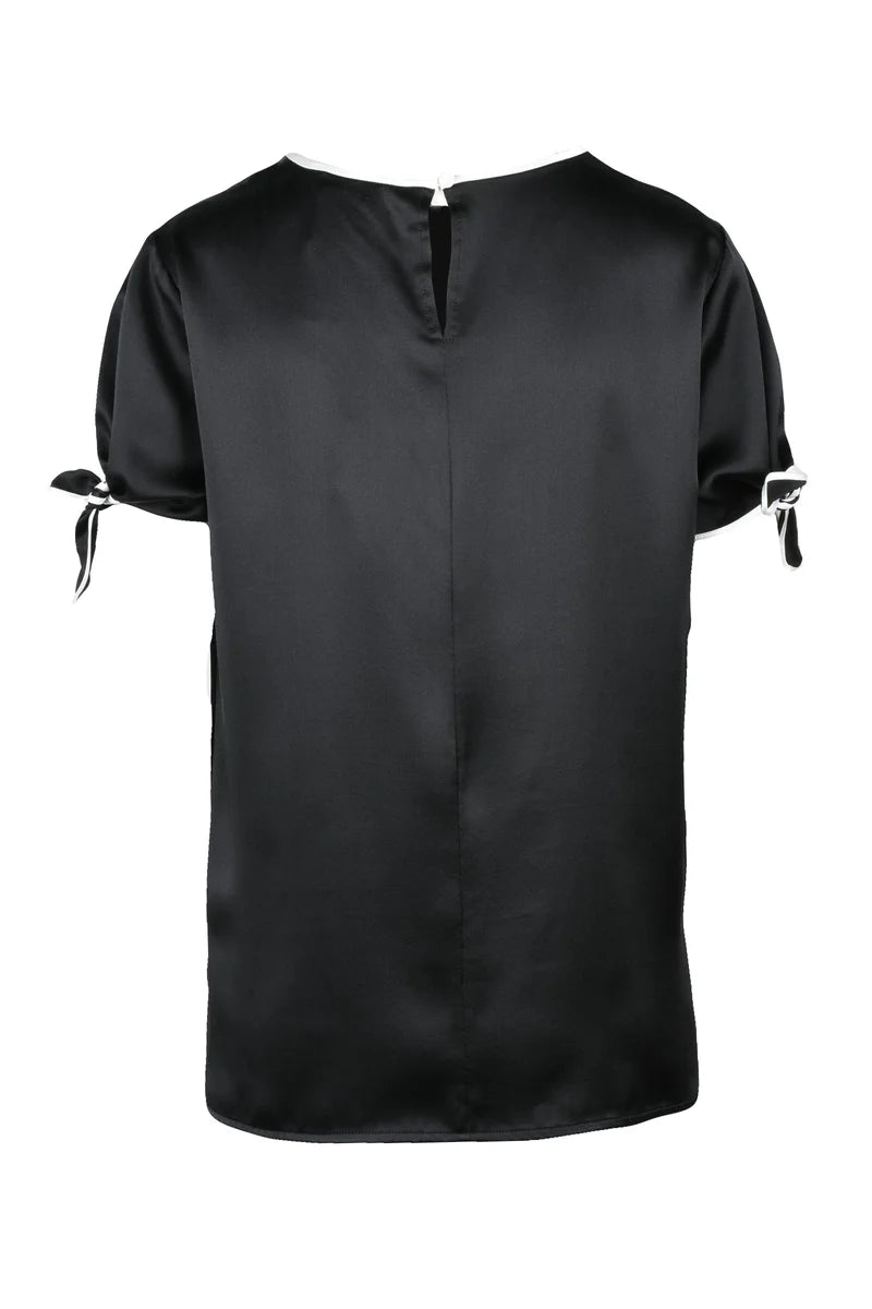 Max Mara Blusa Pania in Satin di Seta - Nero
