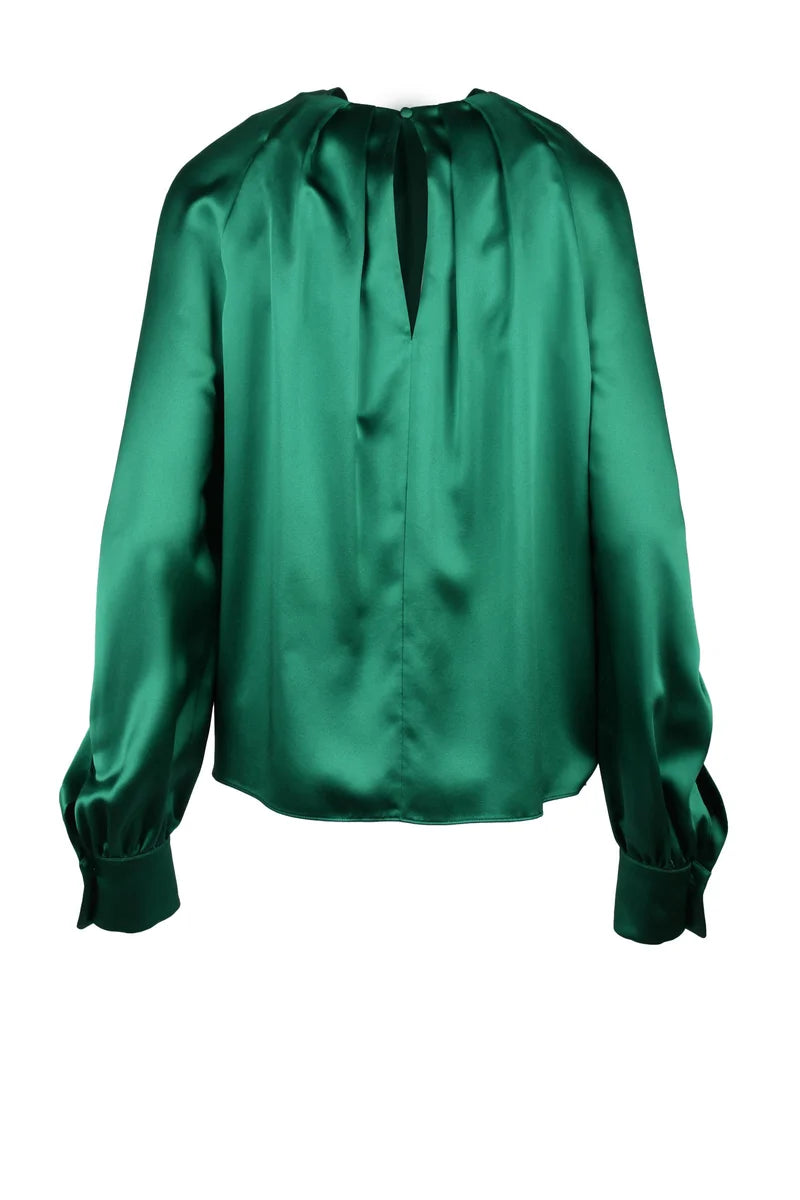 Max Mara Blusa Key in Satin di Seta - Verde