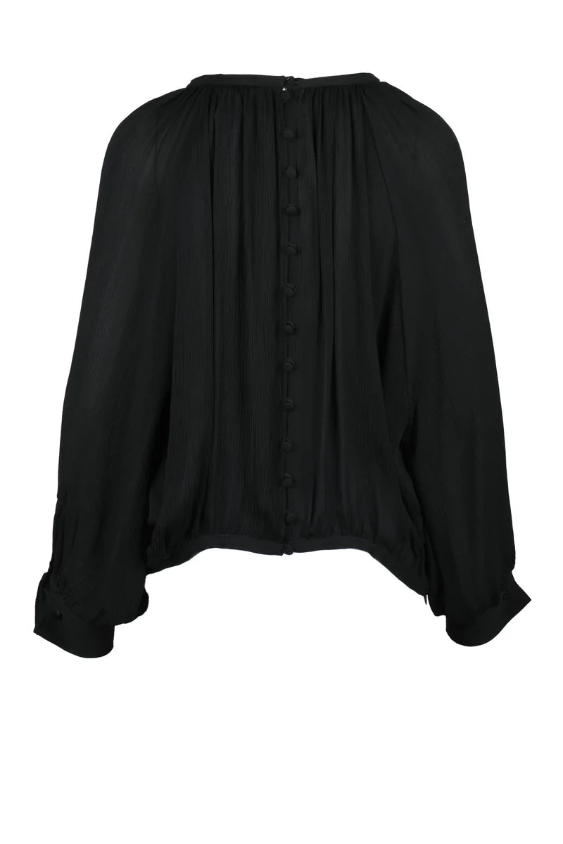Max Mara Blusa in Seta Crepe - Nero