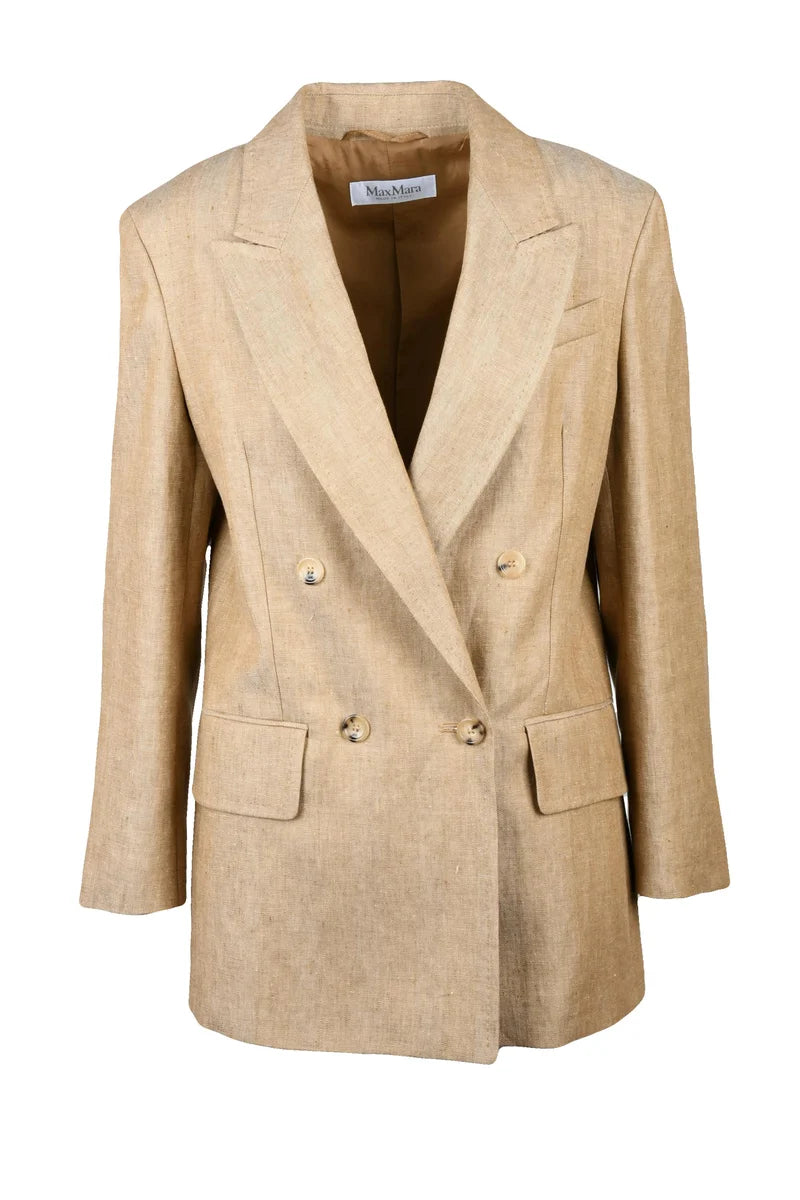 Max Mara Giacca Lunga Gerla Doppiopetto - Beige