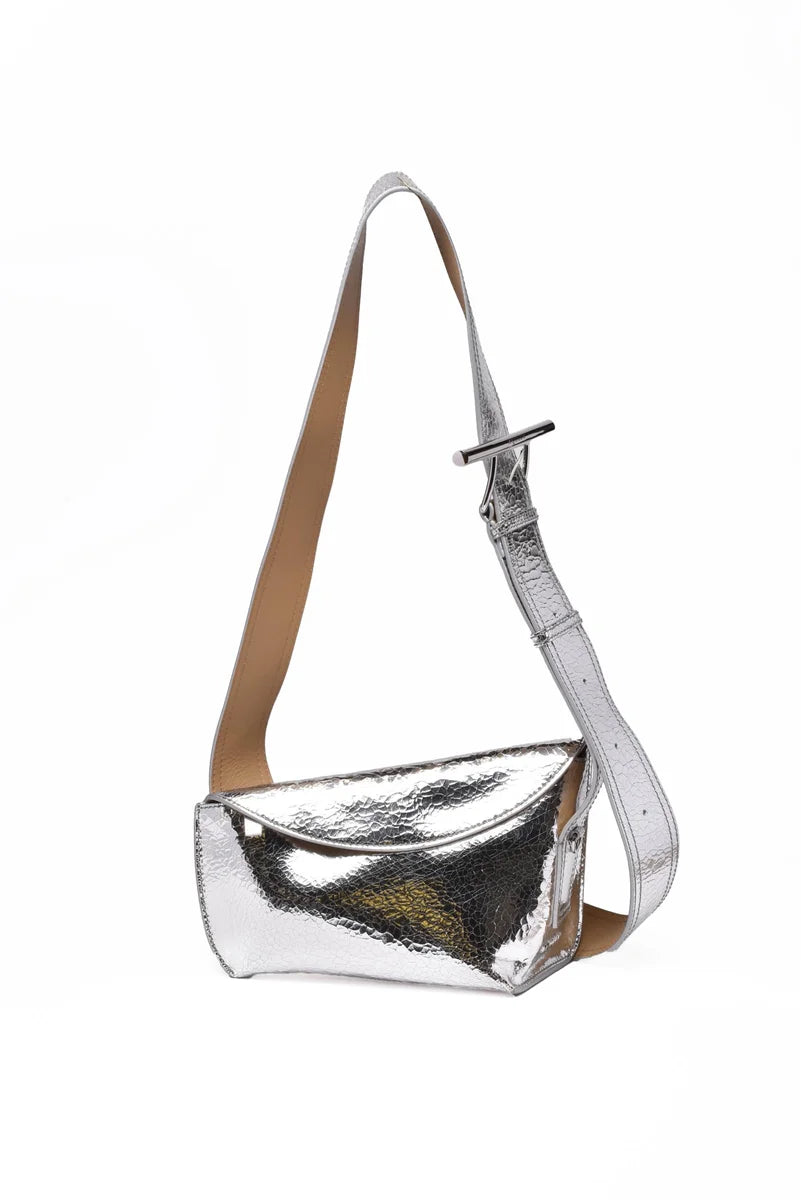 Alexander McQueen Borsa a Spalla T-Bar Sling - Argento