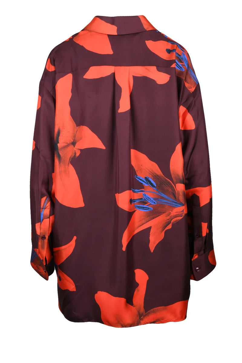 Alexander McQueen Camicione Seta - Bordeaux/Red