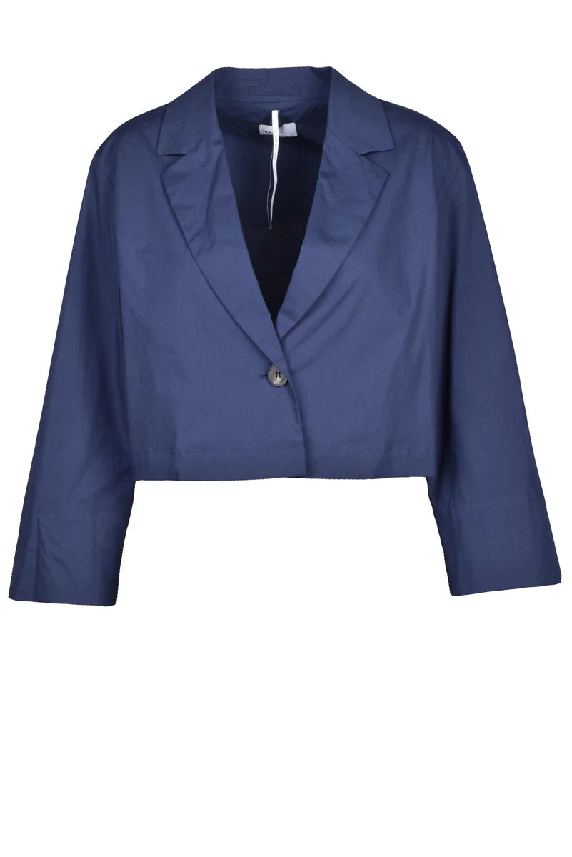 Marella Giacchino Corto in Cotone Stretch - Blu