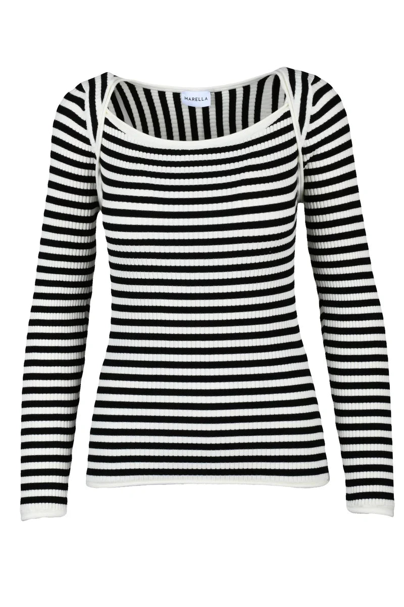 Marella Maglia Debutto Cannettata - Nero/Bianco