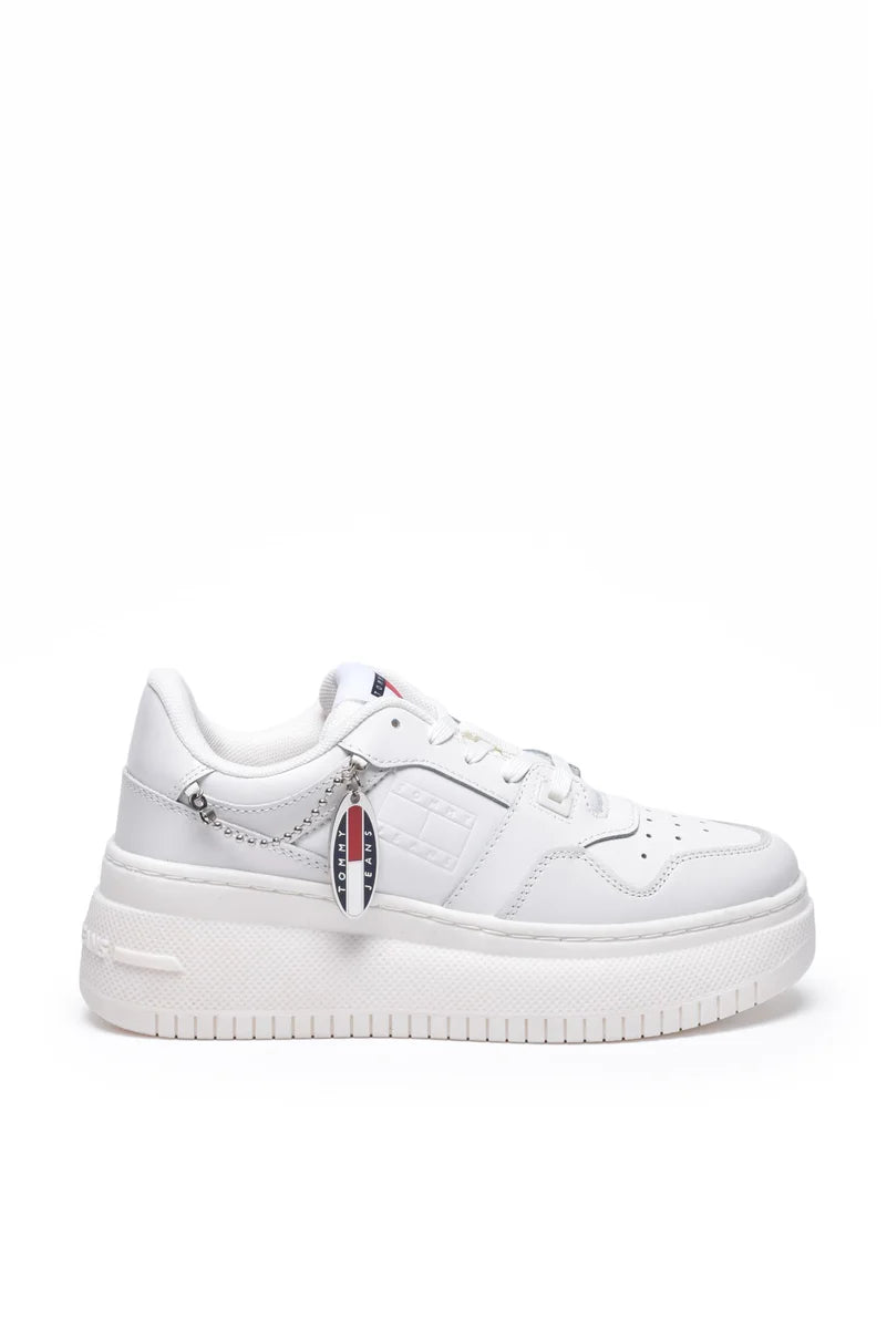 Tommy Jeans Sneakers Retro Basket Flatform - Bianco
