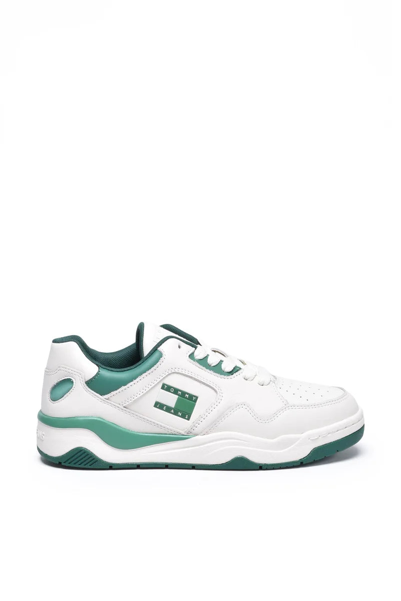 Tommy Jeans Leather Sneakers - White/Green