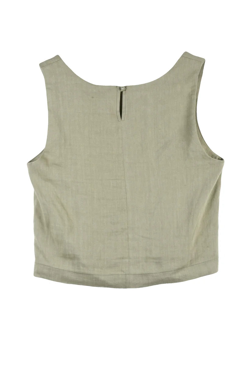 Marella Monochrome Top in Lino Misto - Verde Salvia