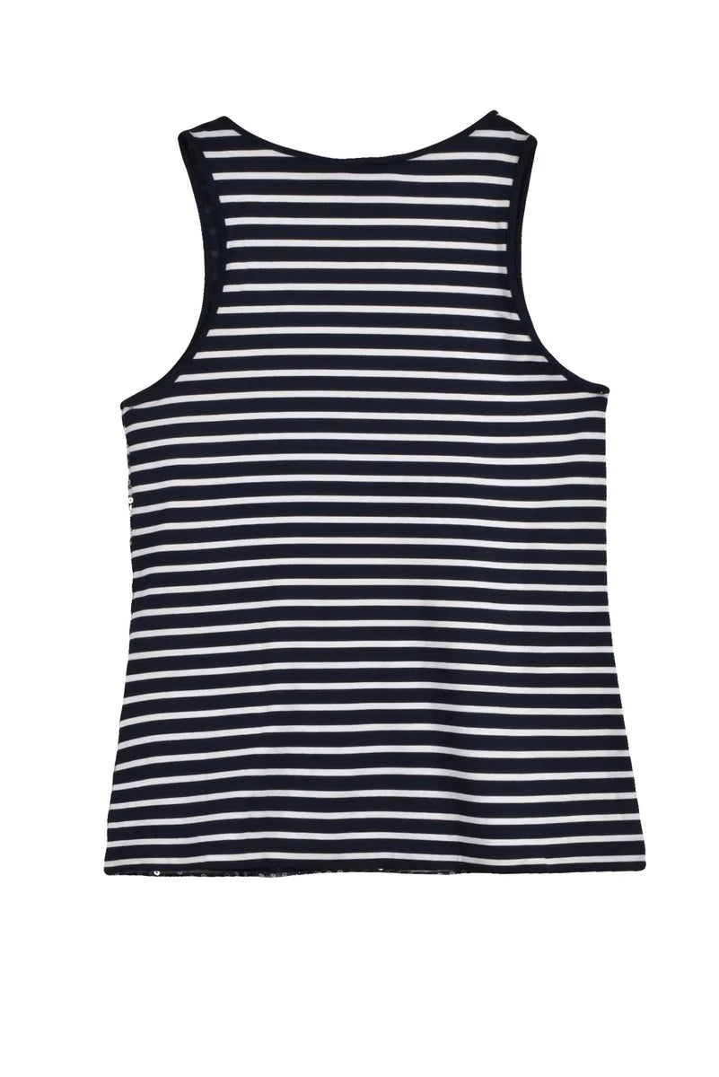 Marella Sport Top in Cotone Bicolore - Blu/Bianco