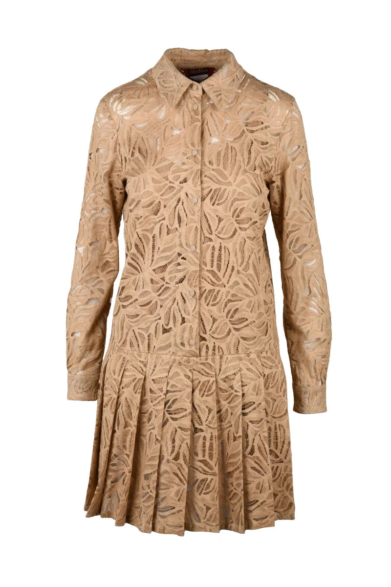 Max Mara Studio Abito Pizzo Edotto Sottoveste - Marrone