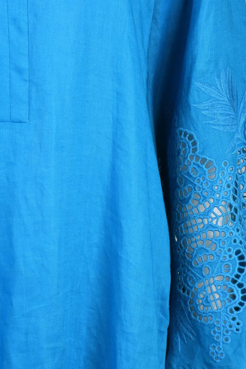 Max Mara Studio Sangallo Embroidery Kaftan Dress - Turquoise