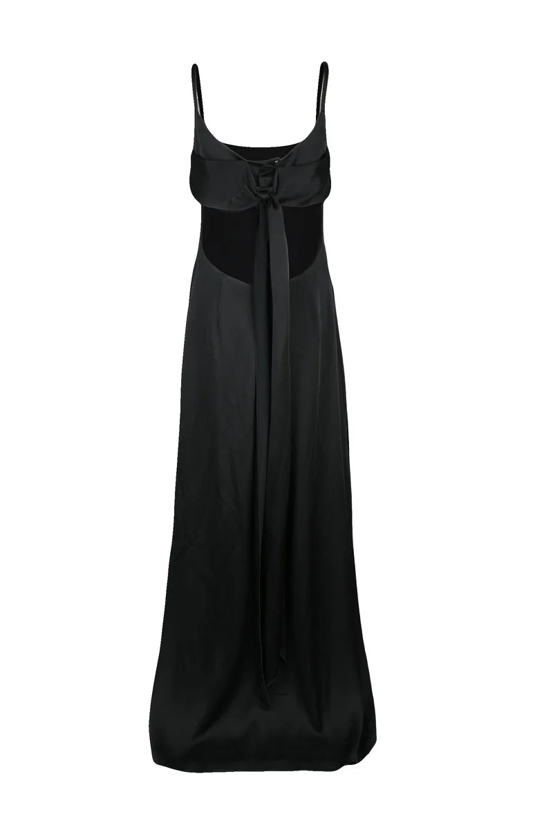 Max Mara Studio Abito Dede Svasato Satin - Nero