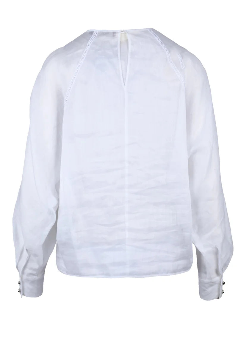 Max Mara Studio Blusa Garzata Edile Ramie - Bianco